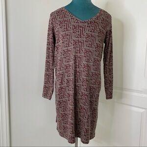The Territory Ahead Dress Large Cotton Long Sleeve MIDI Casual